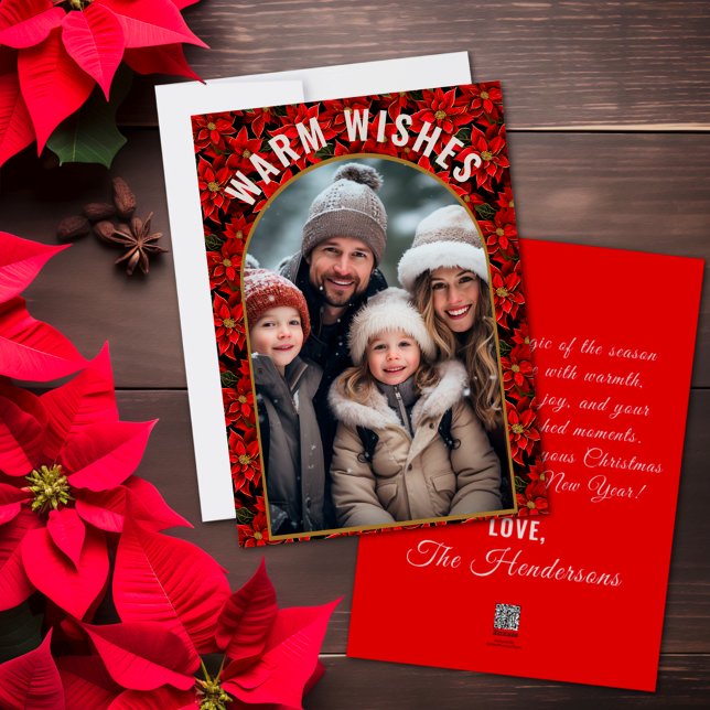 Tarjeta Festiva Navidades rojos Personalizado de Poinsettia Foto (Subido por el creador)
