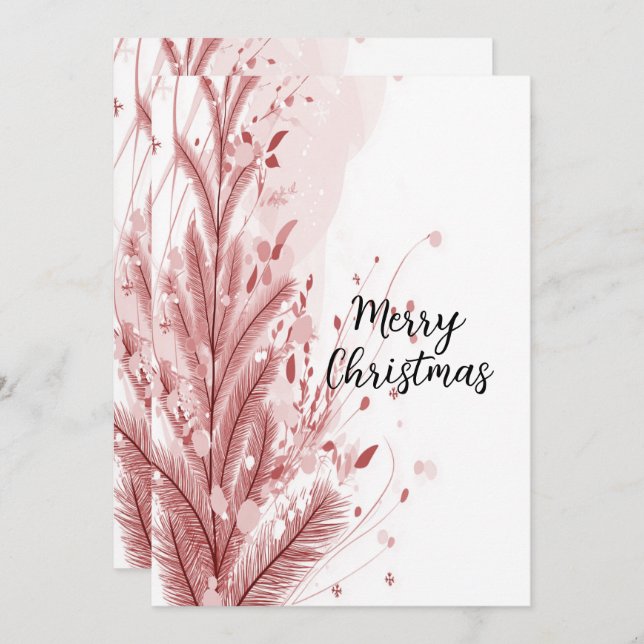 Tarjeta Festiva Navidades rojos Pine Tree Snow Decoración Hermosa (Anverso / Reverso)