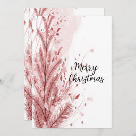 Tarjeta Festiva Navidades rojos Pine Tree Snow Decoración Hermosa