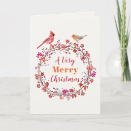 Tarjeta Festiva Navidades rojos ruidosos rosados y naranjas holly