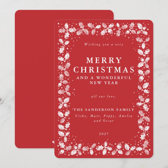 Tarjeta Festiva Navidades rojos rusos sin foto (Anverso / Reverso)