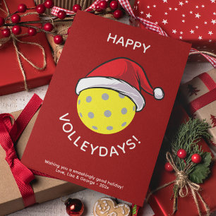 Tarjeta Festiva Navidades rojos trendy de Santa Cap Pickleball