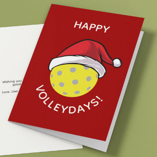 Tarjeta Festiva Navidades rojos trendy de Santa Cap Pickleball