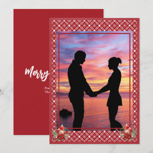 Tarjeta Festiva Navidades rojos Un copo de nieve fotográfico