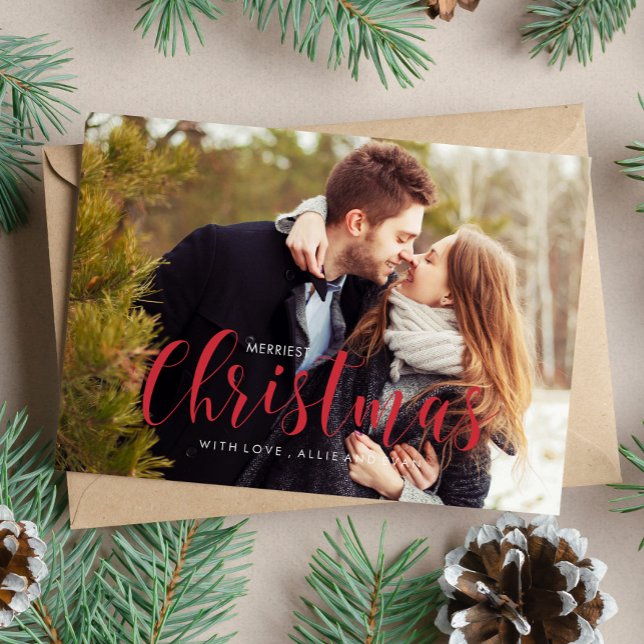 Tarjeta Festiva Navidades rojos unen el saludo de fotos (Subido por el creador)