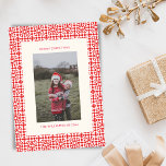 Tarjeta Festiva Navidades rojos vintage Foto de la pila geométrica<br><div class="desc">Tarjeta de vacaciones fotográfica de Navidades rojos vintage</div>