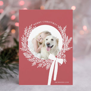 Tarjeta Festiva Navidades rojos y blancos polvorientos escriben un