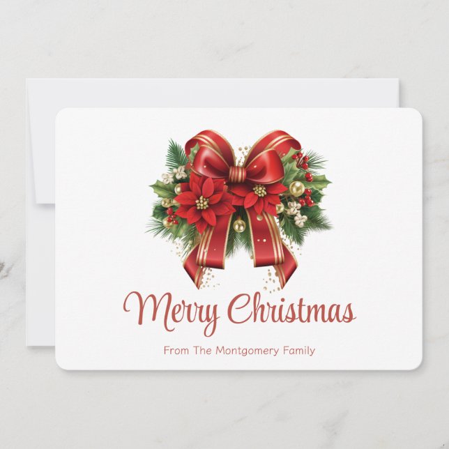 Tarjeta Festiva Navidades rojos y de oro festivos se doblan (Anverso)