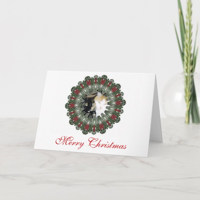 Tarjeta Festiva Navidades rojos y verdes del Kaleidoscopio Wreath  (Anverso)