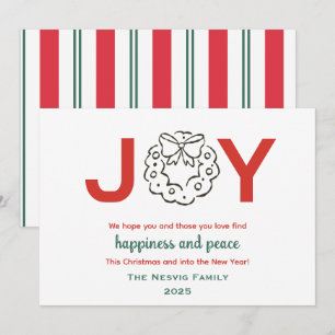 Tarjeta Festiva Navidades rojos y verdes simples de la joya de la