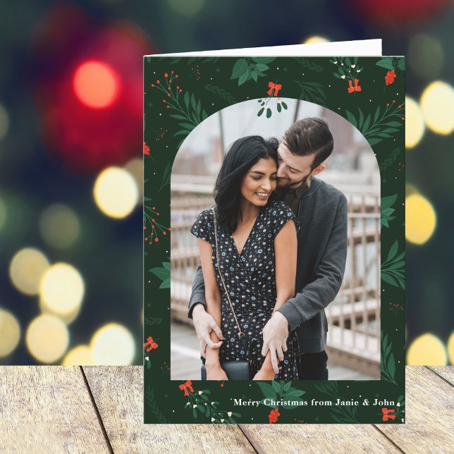 Tarjeta Festiva Navidades románticos arcos foto Mistletoe doblado (Subido por el creador)