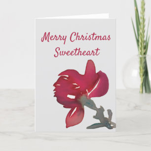 Tarjeta Festiva Navidades románticos de la rosa roja pintada