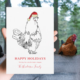 Tarjeta Festiva Navidades Rooster Simple Drawing
