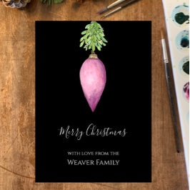 Tarjeta Festiva Navidades rosa de color de agua pintados a mano ba