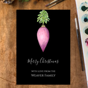 Tarjeta Festiva Navidades rosa de color de agua pintados a mano ba