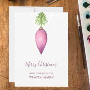 Tarjeta Festiva Navidades rosa de color de agua pintados a mano ba