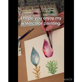 Tarjeta Festiva Navidades rosa de color de agua pintados a mano ba