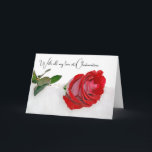 Tarjeta Festiva Navidades Rosa Rojo En Nieve<br><div class="desc">Rosa roja enclavada en la nieve para Navidades</div>
