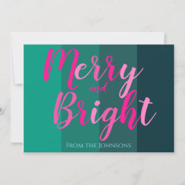 Tarjeta Festiva Navidades rosa y verde amargo y brillante