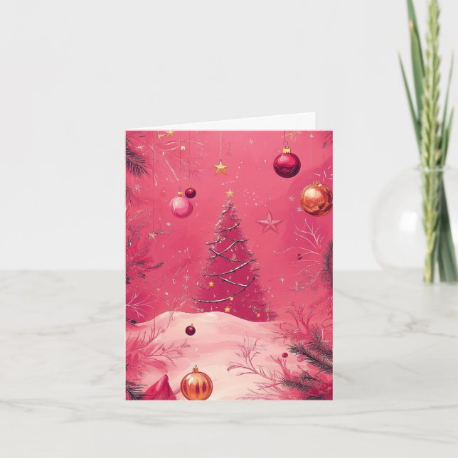 Tarjeta Festiva Navidades rosados (Anverso)