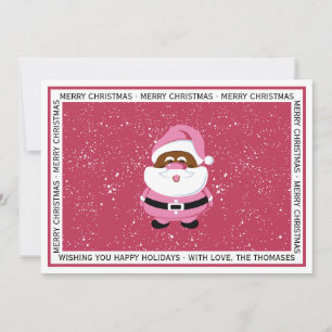 Tarjeta Festiva Navidades rosados afroamericanos de Santa Claus