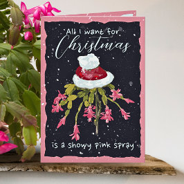 Tarjeta Festiva Navidades rosados Cactus Snowy Plant Avers Gardene