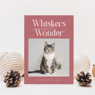 Tarjeta Festiva Navidades rosados de fotos de gatos de Whiskers y 