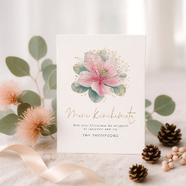 Tarjeta Festiva Navidades rosados de Pōhutukawa Meri Kirihimete NZ