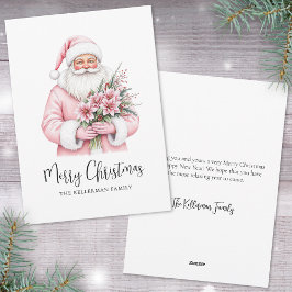 Tarjeta Festiva Navidades rosados de Santa Claus
