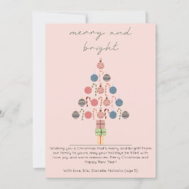 Tarjeta Festiva Navidades rosados del árbol boho de la Moda minima