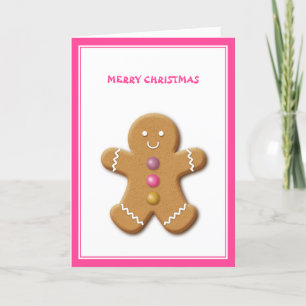 Tarjeta Festiva Navidades rosados del hombre de pan de jengibre