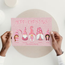 Navidades rosados Familia personalizado Cinco Gnom