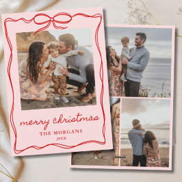 Tarjeta Festiva Navidades rosados y rojos de Coquette Bow 4 Famili