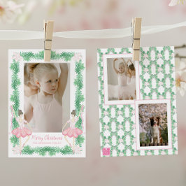 Tarjeta Festiva Navidades rosados y verdes de color Ballerinas Fot