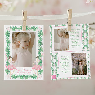 Tarjeta Festiva Navidades rosados y verdes de color Ballerinas Fot