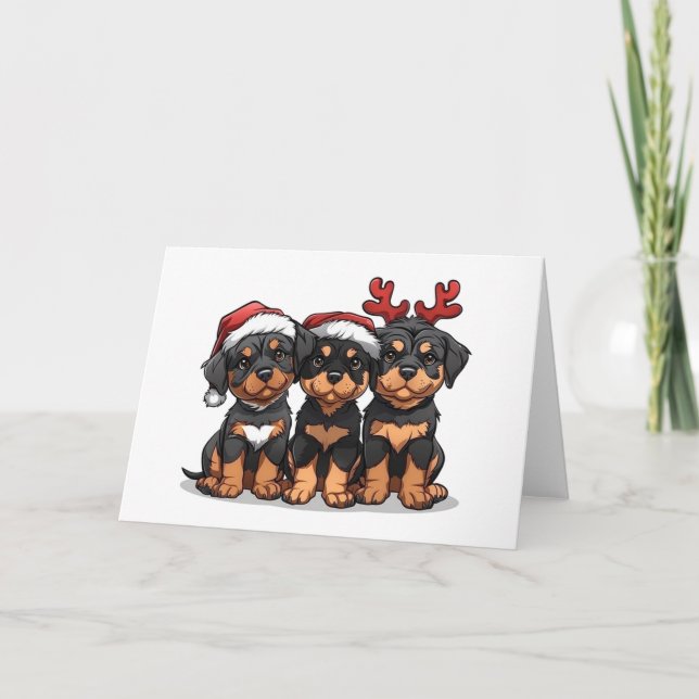 Tarjeta Festiva Navidades Rottweiler Dog Santa (Anverso)