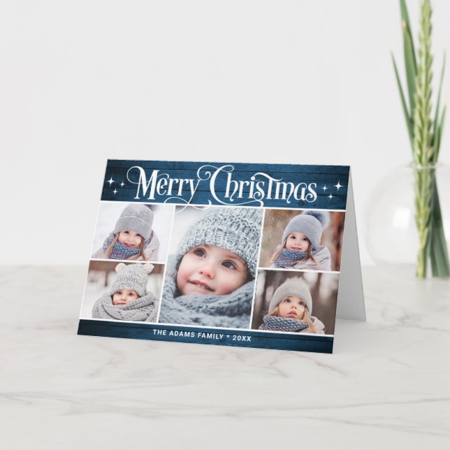 Tarjeta Festiva Navidades rusos 5 FOTOS Saludo (Anverso)