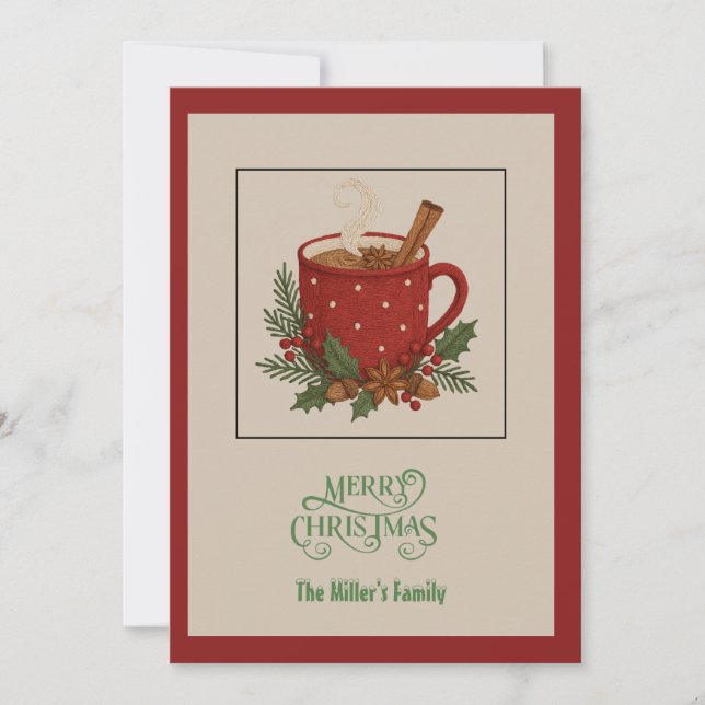 Tarjeta Festiva Navidades rusos acarician con cacao y canela (Anverso)