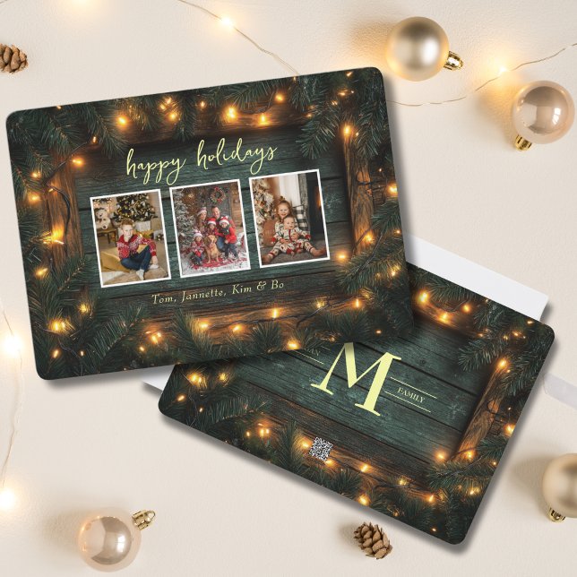 Tarjeta Festiva Navidades rusos Collage de fotos luz de Pine Garla (Subido por el creador)