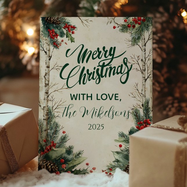 Tarjeta Festiva Navidades rusos de Birch Pinecone (Subido por el creador)