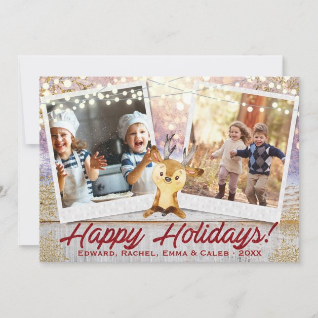 Tarjeta Festiva Navidades rusos | Dos Fotos | Collage de cuadros (Anverso)
