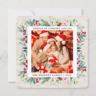 Tarjeta Festiva Navidades rusos Greenery Berries Foto festividad