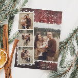 Tarjeta Festiva Navidades rusos iluminan 4 Collages de fotos<br><div class="desc">Un Navidad Rústico ilumina 4 tarjetas de vacaciones de Collage de fotos con fondo de madera y saludo de guión. Haga clic en el botón personalizar para personalizar este diseño con sus fotos y detalles.</div>