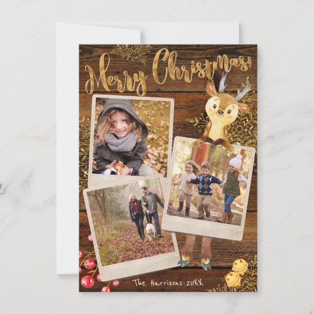 Tarjeta Festiva Navidades rusos personalizados de tres Collages de (Anverso)