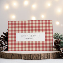 Tarjeta Festiva Navidades rusos rojos de Gingham modernos