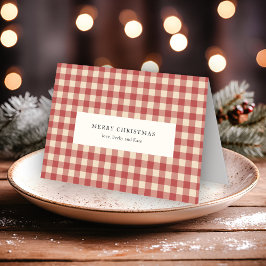 Tarjeta Festiva Navidades rusos rojos de Gingham modernos