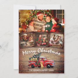 Tarjeta Festiva Navidades rusos vintage Red Truck Dogs 4 Foto
