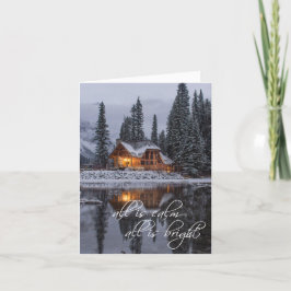 Tarjeta Festiva Navidades Rustic Log Cabin Woods Lake