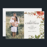 Tarjeta Festiva Navidades rústico follaje foto rojo y verde<br><div class="desc">Vacaciones más felices vacaciones acuarela follaje estag foto Navidades tarjeta de vacaciones. Navidades rústico follaje foto rojo y verde</div>