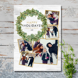 Tarjeta Festiva Navidades Rústicos 5 Wreath de vegetación Collage 